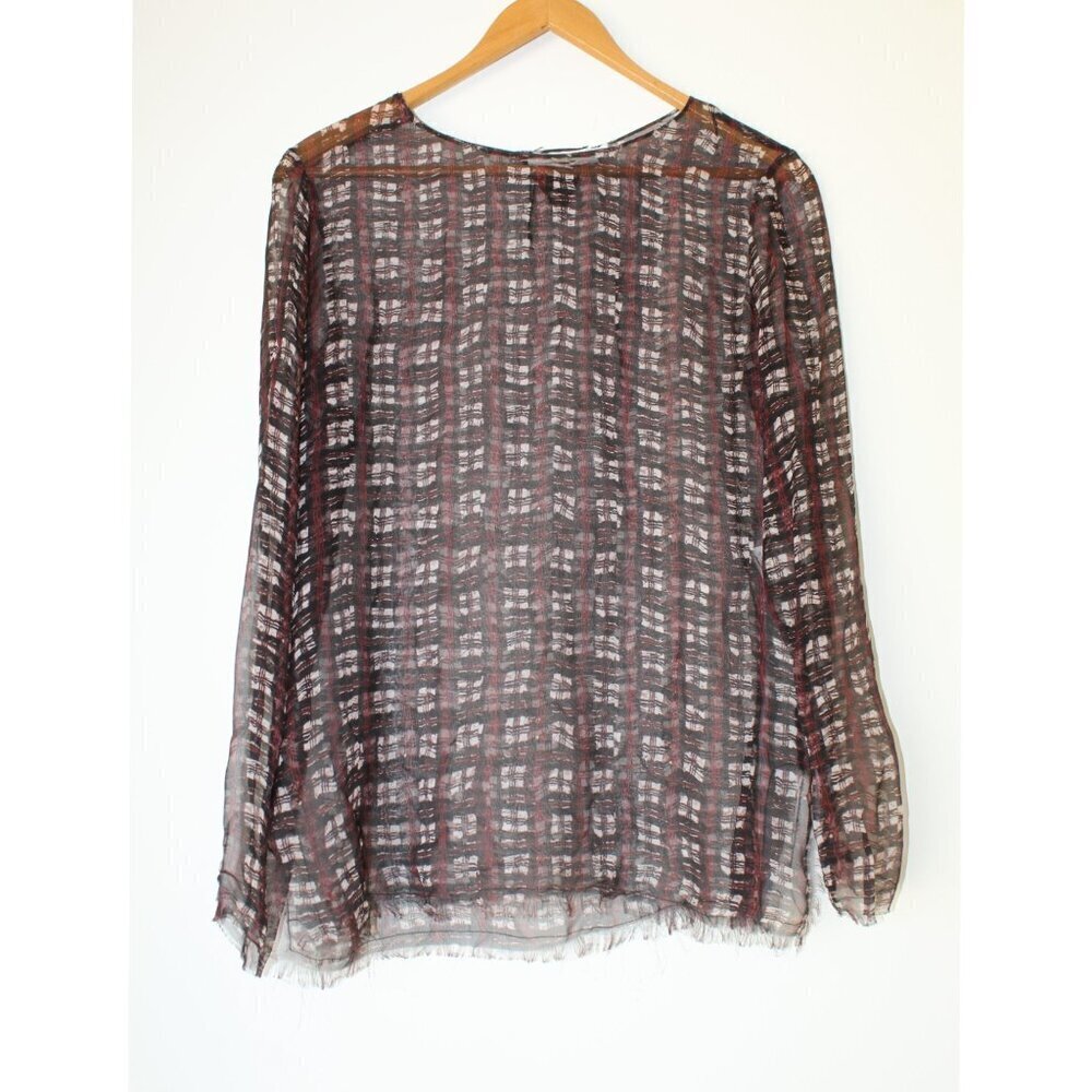 Altuzarra 100% silk sheer Women's Blouse Size 36/ Medium Stripped top Italy